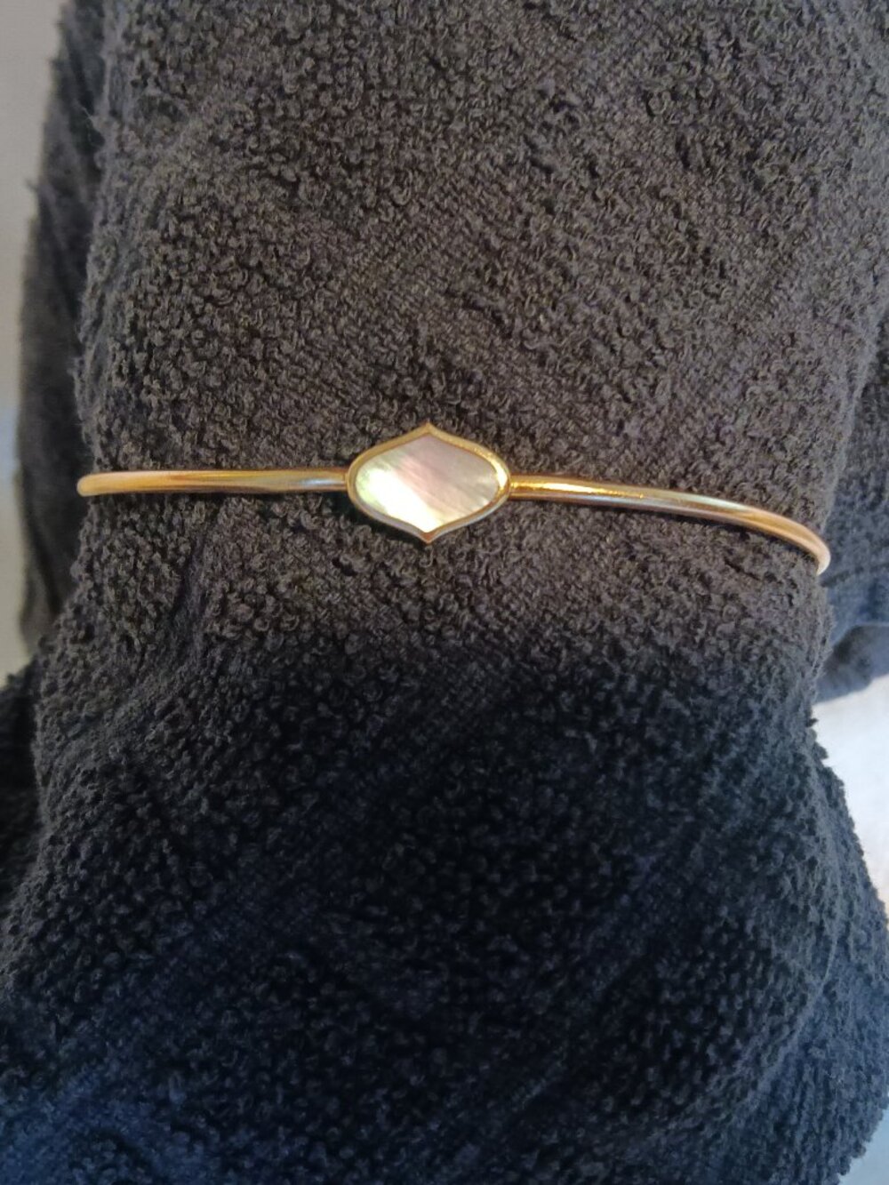 NIB Kabana Mother of Pearl inlay cuff bangle bracelet 14k rose gold Na Hoku